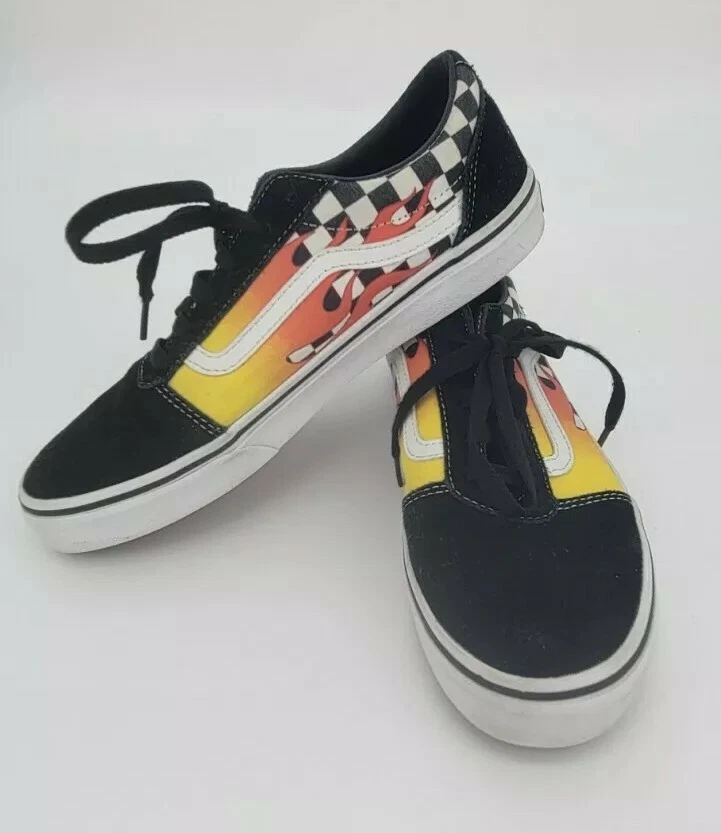 VANS FLAME CHECKERED CHECKERBOARD SHOES Youth 6.5