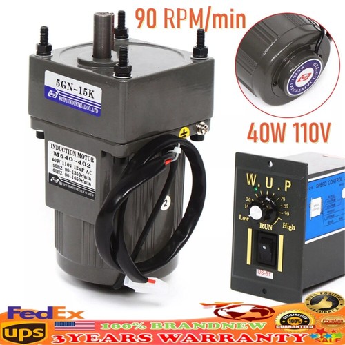 40W AC Gear Motor Electric Motor Variable Speed Controller 1:15 90 RPM 110V - Picture 13 of 13