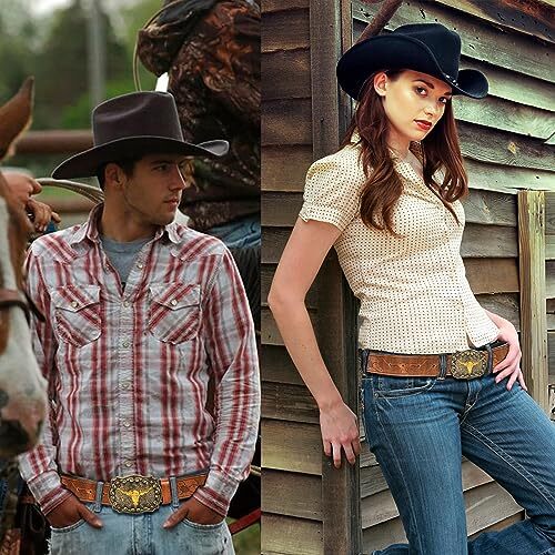 Men-Women-Western-Cowboy-Belt PU-Leather Floral Suitable waisted 34"-38" Brown - Bild 7 von 7