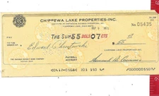 Vintage Chippewa Lake Ohio 1972 cancelled check 