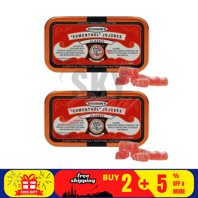 2 X 50g Hudson's Eumenthol Jujubes Classic for Refreshing The Mouth and Breath
