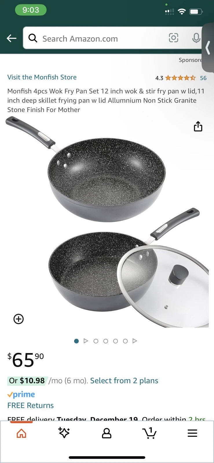 Monfish 4pcs Non Stick Cookware Set