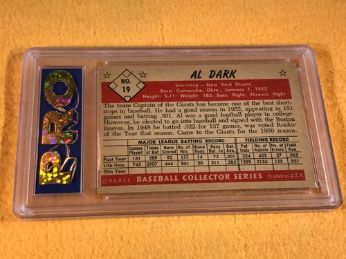 F3-38 BASEBALL KARTE - AL DARK NEW YORK METS - 1953 BOWMAN - GRADE 8.0 - Bild 4 von 6