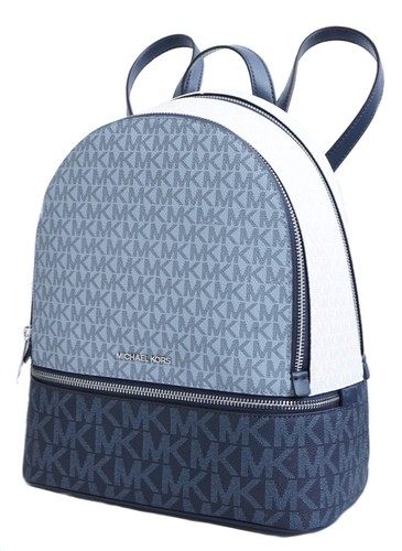 Michael Kors Backpack Bag Rhea Zip Medium Pkt Backpack Admiralmulti New - Picture 2 of 13