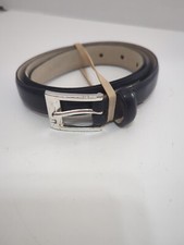 Liz Claiborne Blue Bonded Leather Belt Size MED 28  -32  Silver Buckle Vintage