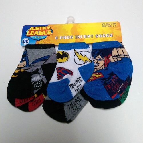 Paquete de 6 calcetines de tripulación de la Liga de la Justicia para niños bebé/niño pequeño/niño pequeño bebé 2T ~ 5T NUEVOS - Imagen 8 de 13