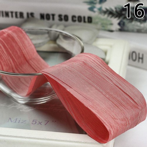 1Yd Satin Pleated Wide Ribbon Double Sided Trims Webbing DIY Bows Sewing 5CM - Picture 35 of 55