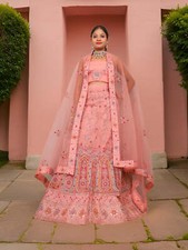 Semi-Stitched Lehenga with Embroidery  Zari Thread Work by Shreekama