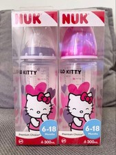 NUK Hello Kitty Baby Bottle Set 300ml Pink Purple Plastic Germany Rare Unused
