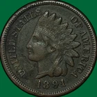 1891 Indian Head Cent Extremely Fine XF Coin, Corrosion #38646