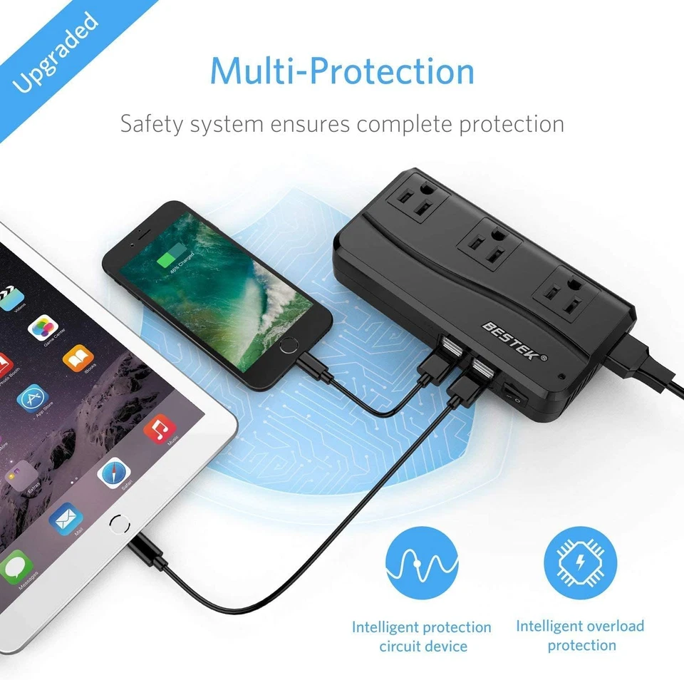 BESTEK Universal Travel Adapter 220V to 110V Voltage Converter with 6A 4-Port US - Image 3 of 4