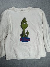 Vintage The Grinch Dr. Seuss Christmas 90s White Sweatshirt Made in USA Jr. S