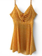 Women's Yellow Summer Sundress Xl. Daisy Flloral Print. Cottagecore Midi Boho