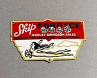VINTAGE 12” SKIPS HARLEY DAVIDSON PORCELAIN SIGN CAR GAS TRUCK OIL MOTORCYCLE