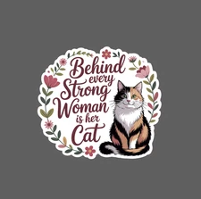 Strong Woman's Cat Sticker Cats Pet Family Love Funny Quote Gift Waterproof NEW