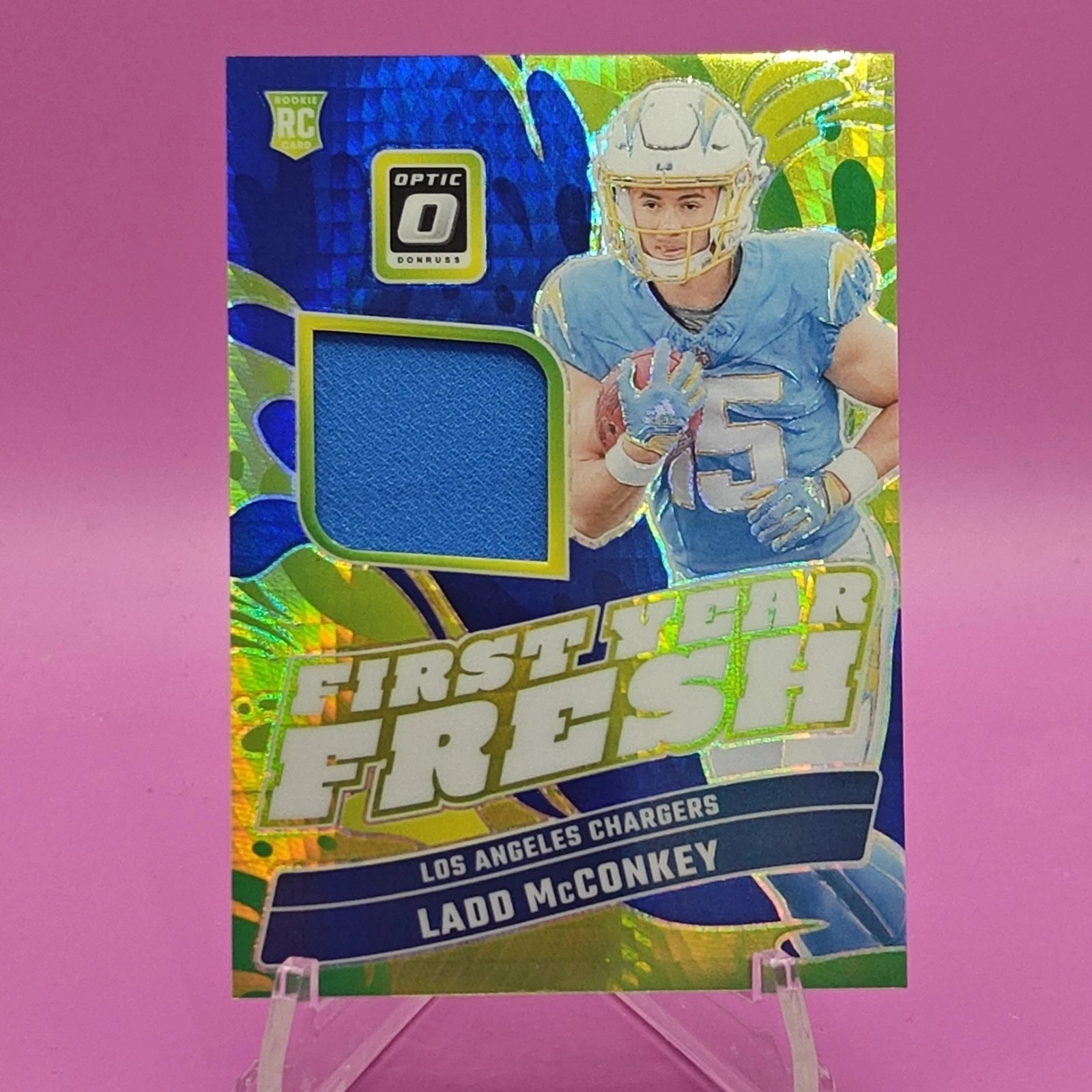 Ladd McConkey Panini Donruss Optic First Year Fresh Relic #FYFLMY Base