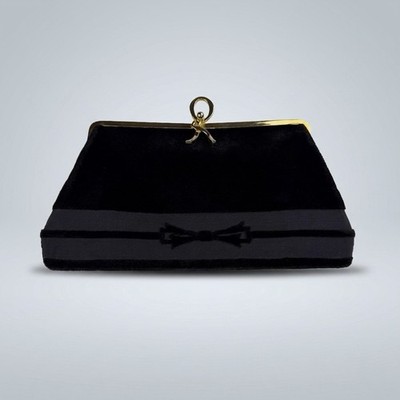Vintage Roberta di Camerino Black Velvet Trompe L'oeil ClutchBag Italy MCM 60s