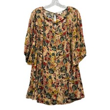 Umgee USA Women's Boho Floral Print Keyhole Neck Tiered Mini Dress Size M