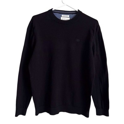 Tom Tailor Men s Black Crew Neck Sweater Large Premium Cotton Neutral Preppy