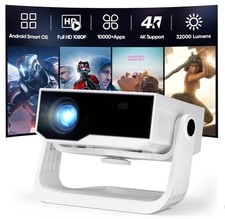 Wielio Ultra Smart Projector Built-in Apps 32000 Lumens Full HD 4K 1080P
