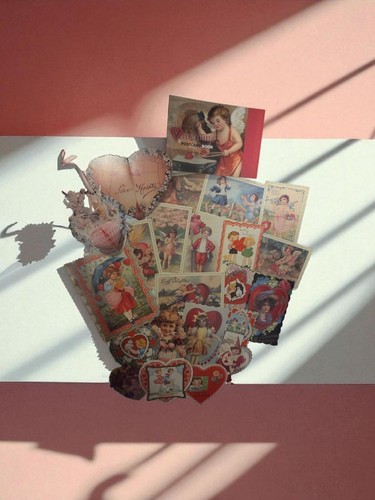 Vintage & Vintage inspiriert Valentinstag Lot Karten Postkarten Stanzteile Postkarten Buch - Bild 17 von 17