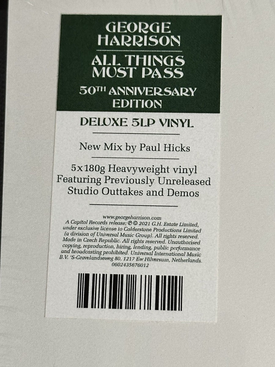 洋楽 George Harrison All Things Must Pass 5LP George Harrison – All Things Must Pass – Box Set 3 x Vinyl