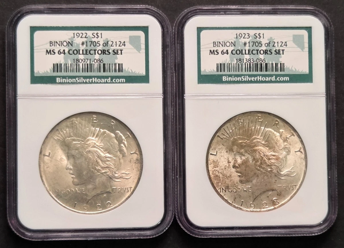 コ*ア様 1922年・1924年 平和銀貨 3枚セット 银色NGC 1922 年和平元(1921-1935) | eBay