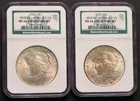 Binion 1922 & 1923 Peace Dollars, NGC MS64