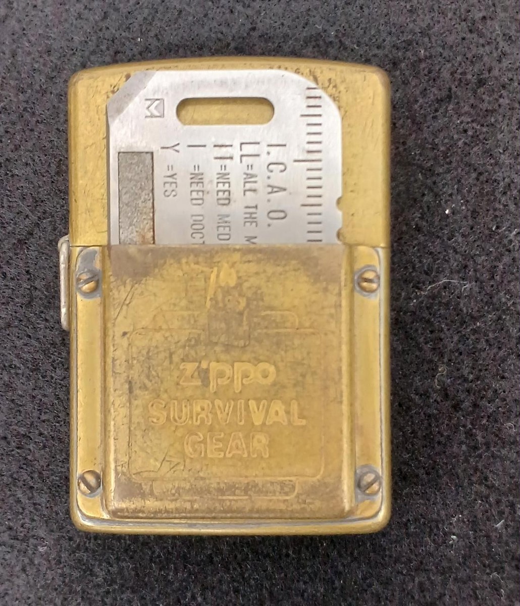 Zippo 1991 Survival Gear Side Handle Gold Case Color Oil