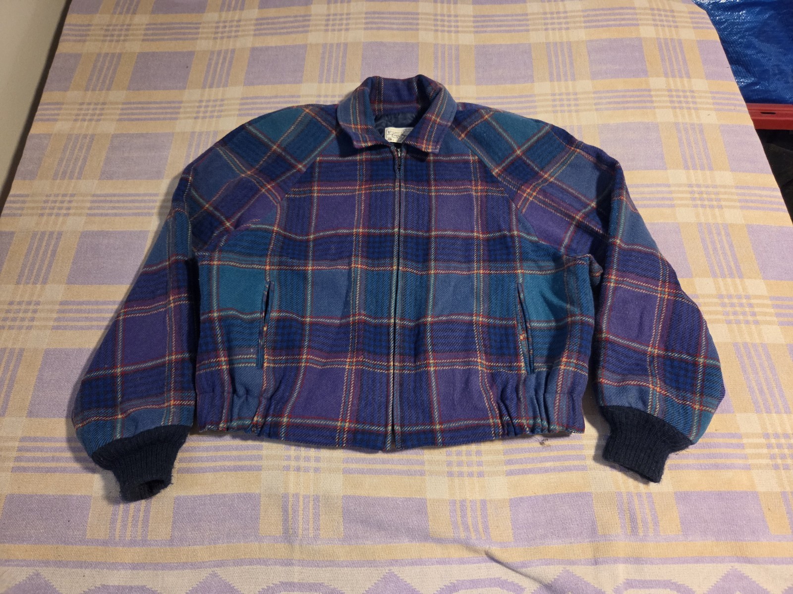 Vintage 70s Pendleton Jacket Womens Large Cropped Plaid Rare Purple Virgin Wool