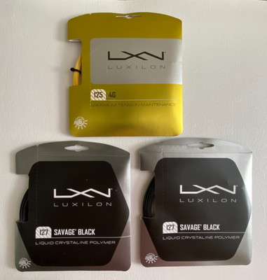 LUXILON Tennis String LOT - 127 Savage Black (2)  & 125 4G  Gold - 16 & 17 Guage
