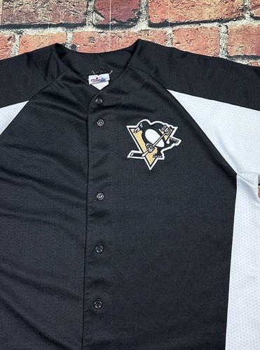 Vintage Pittsburgh Penguins Majestic 90s Y2K Baseball Jersey Men’s XL USA NHL - Picture 3 of 8