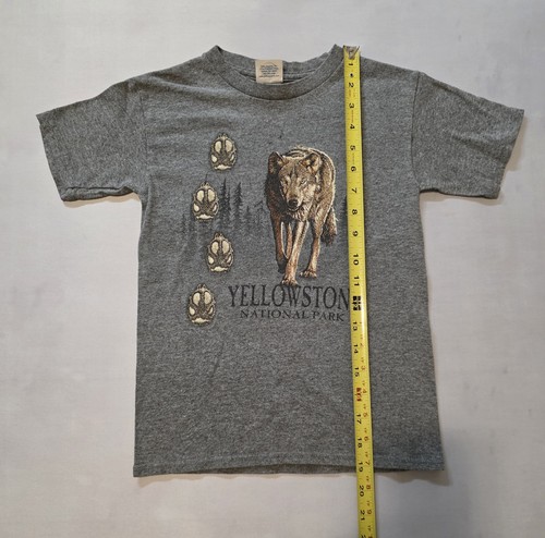 Yellowstone National Park Wolf Shirt for Kids: Youth Small Delta Pro Weight Gray - Picture 8 of 11