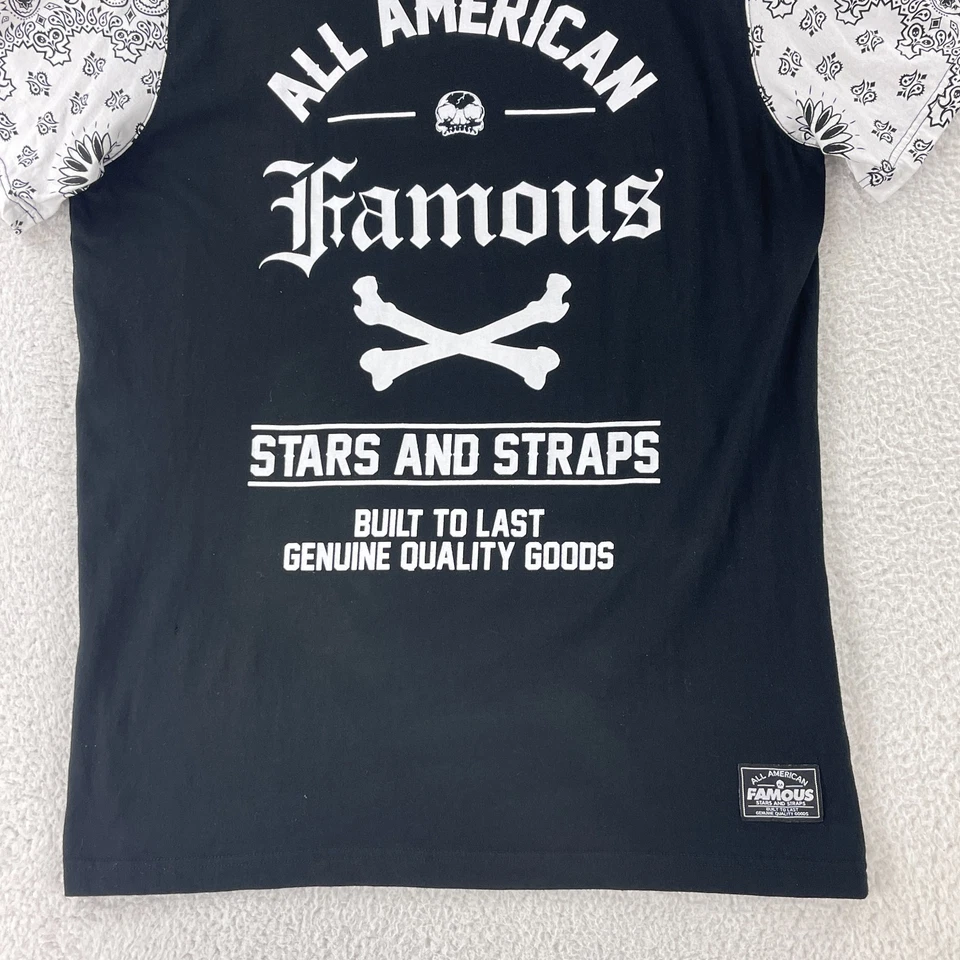 Знаменитые звезды и ремни футболка мужской размер 2 X черный белый короткий рукав ворота - Изображение 4 из 4