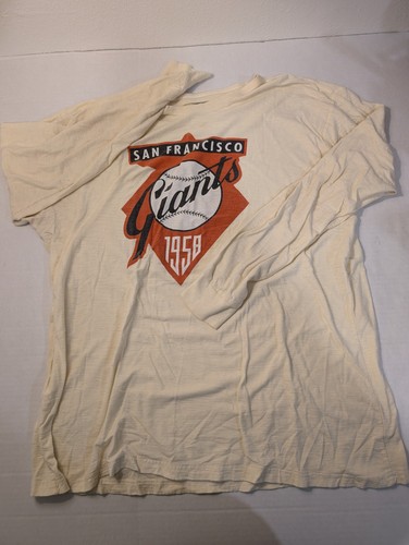 San Francisco Giants Off White Shirt Short Sleeve Wright & Ditson Ivory 1958