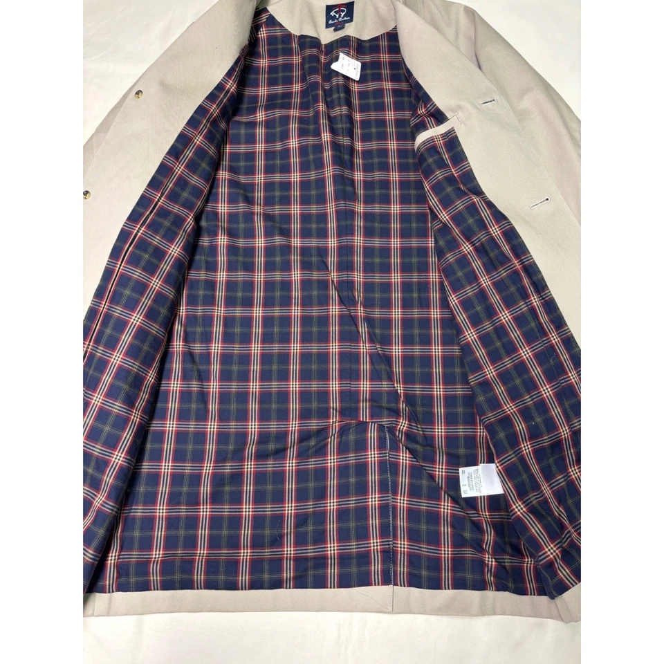 Gabardina clásica beige forrada a cuadros talla L Brooks Brothers para hombre nueva con etiquetas Foto 3 de 4