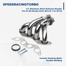 Stainless Steel Exhaust Manifold Header For 01-05 Honda Civic Dx Lx 1.7l D17a