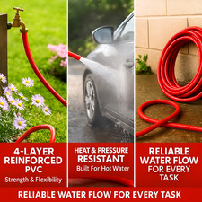 1/2" Red Hot Water Hose &ndash; Heavy Duty, Kink-Resistant & Food Safe Pipe
