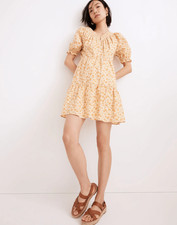 Madewell Eyelet-Trim Tiered Mini Dress in Piccola Floral sz Small