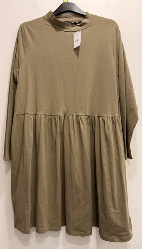George Dress 24 Khaki Mock Neck Long Sleeves Stretchy BNWT - Picture 1 of 5