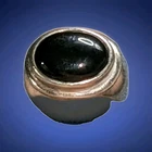 Vtg Artisan Silver 12.79g  Ring Signed J.Esposito Black cab Size 7 Bold
