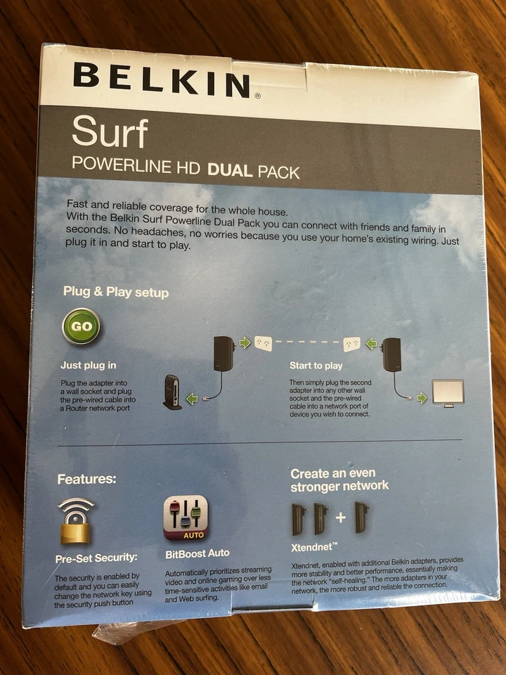 BELKIN Surf Powerline Dual Pack HD Media Boost Internet 200 Mbps Technology Wifi - Image 4 of 4