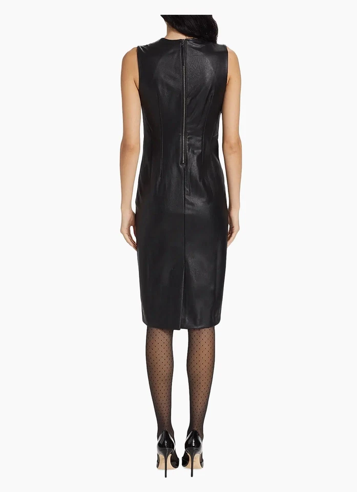 SPANX Black Faux Leather Sheath Dress Size M - New with Tags original $228 - Image 3 of 4