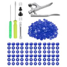 Plastic Snaps Fasteners with Snap Pliers, 100 Set T8 No-Sew Button Kit Blue