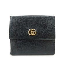 GUCCI GG Petit Marmont Leather Double Hook Compact Wallet Black 456122 Used F/S