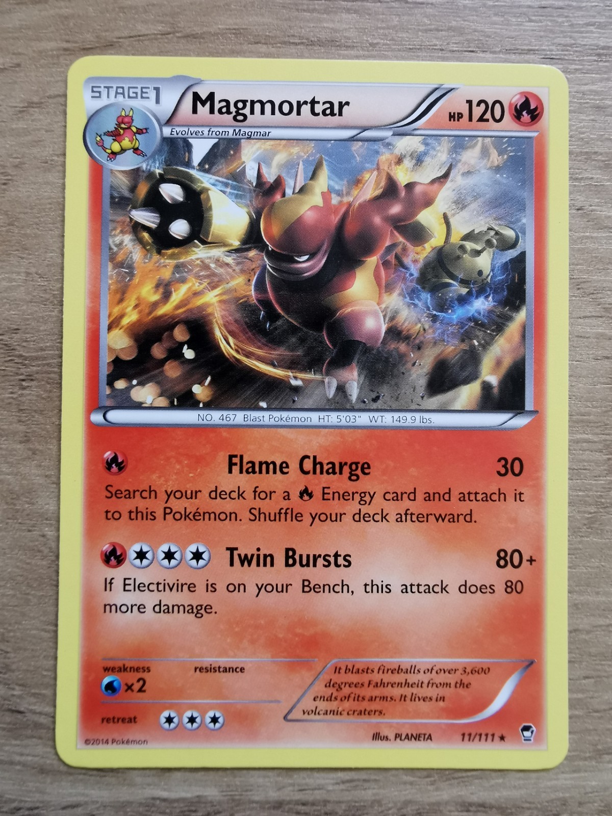 Pokemon XY Magmortar Card 11/111 Furious Fists Rare NM Condition