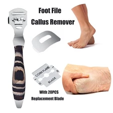 Pedicure Foot File Kit, 20-Blade Callus Remover, Heel Scraper for Smooth Feet