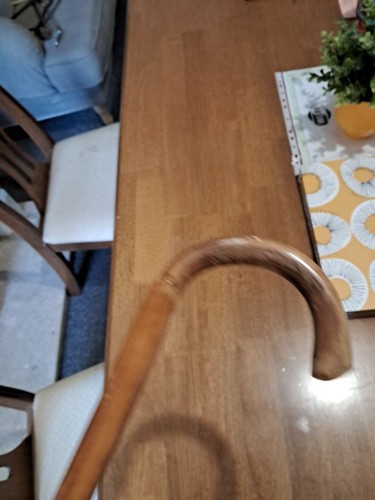 handmade vintage wooden walking stick 93cm, Brass Tip - Picture 3 of 13