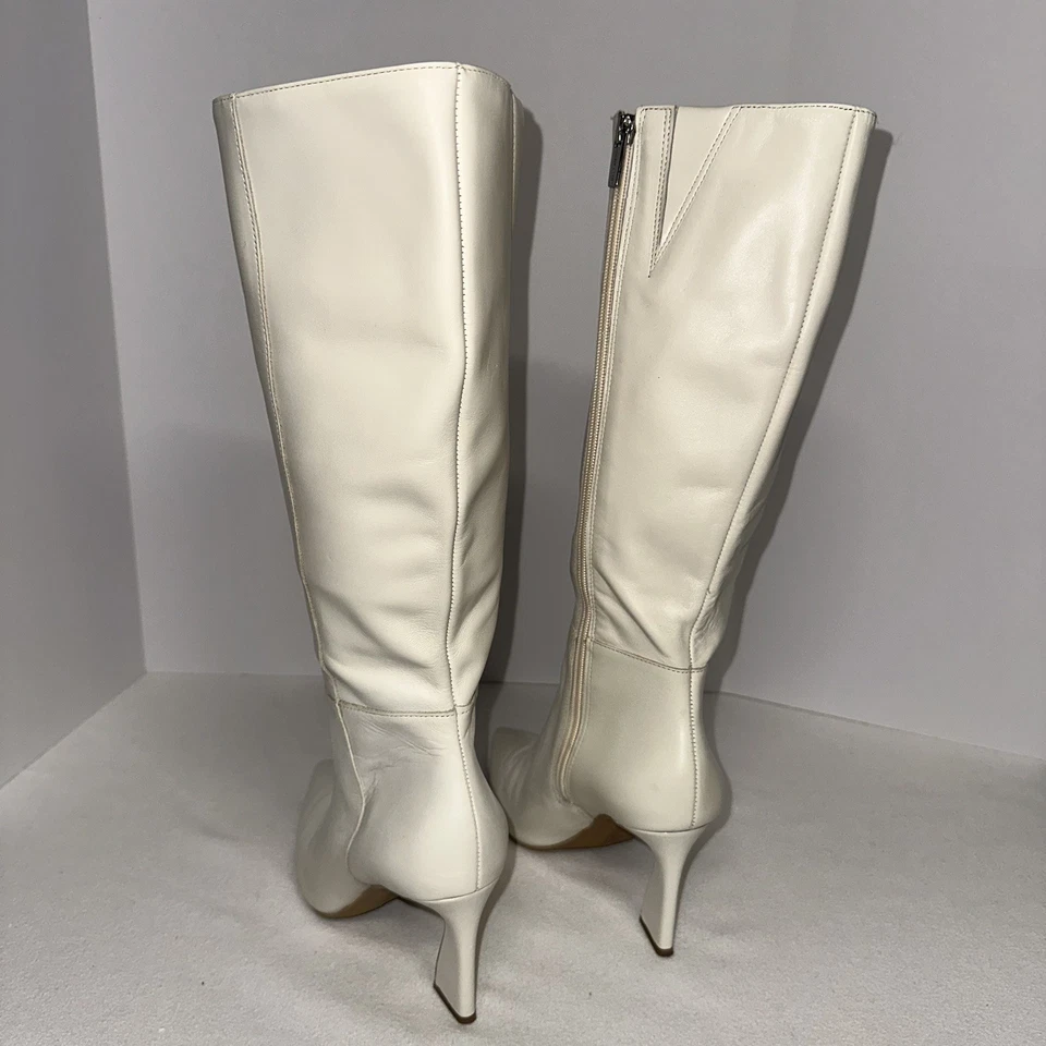 Bota VINCE CAMUTO Couro Alto Joelho Alto em Cremoso Off White Tamanho 8 - Imagem 4 de 4