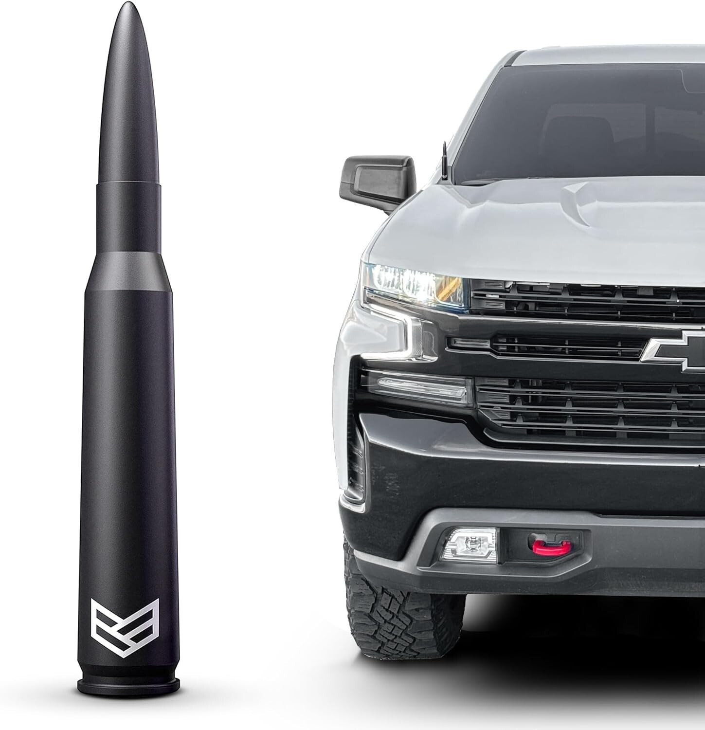 50 Cal Bullet Antenna Chevy Silverado & GMC Sierra Trucks 2014-2025 Accessories